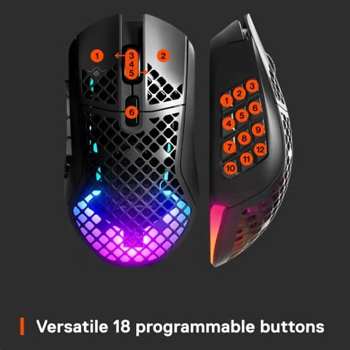Беспроводная игровая мышь SteelSeries Aerox 9 Holey RGB сверхлегкая 18 кнопок Bluetooth/4 4 ГГц К DPI