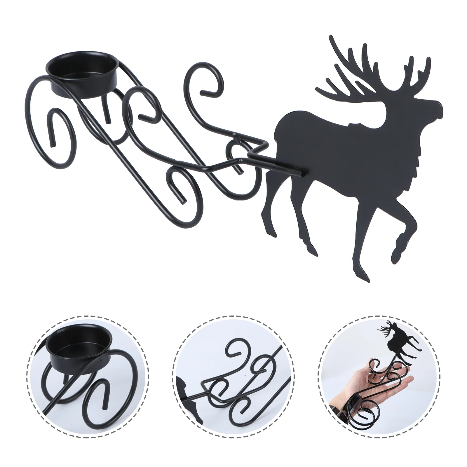 

Christmasholder Deer Candleholder Candlestick Holders Decorative Table Figurines Metal Elk Light Window Tea Reindeer Votive Iron