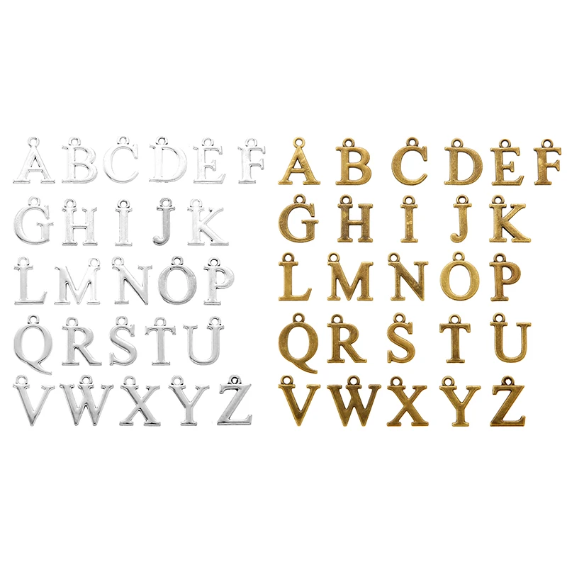 

26pcs A-Z Alphabet Letter Antique silver bronze Color Charms Jewelry Handmade Pendants Jewelry Making Handmade DIY Bracelet S115