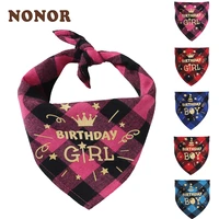 nonor pet birthday bandanas collar for dogs cats cotton triangular bibs scarf collar pet items puppy party accessories