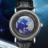 unique automatic mechanical watch men blue planet dial creative luminous clock fashion waterproof watches male relogio masculino