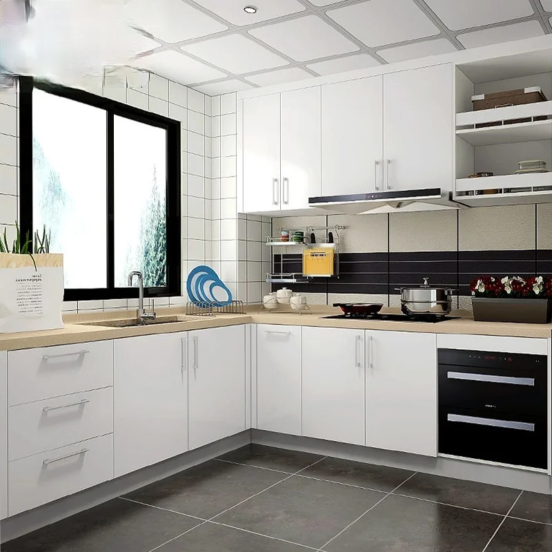 

High Quality Kitchen Cabinet Customized Overall Kitchen Cabinet Small Family Simple White Economical Quartz Stove Cabinet