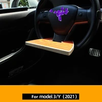 1for tesla model 3 y 2021 accessories portable food tray car steering wheel portable office wooden table