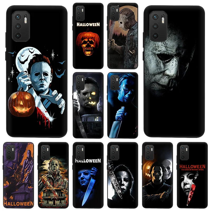 Phone Case For Xiaomi Redmi Note 11 9 Pro Max 10 5G 8T 9T 9s 9C 7 a 9A 8 8A Michael Myers Halloween Soft Matte Black Shell Cover
