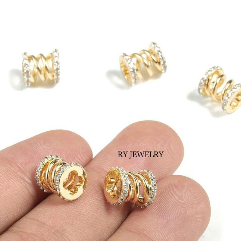 

Серьги-подвески из латунной проволоки с цилиндрическим цирконием, 2 шт.
