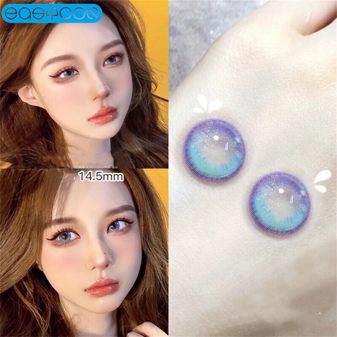 

Tears Blue Colored Contact Lenses Soft For Eyes Big Beauty Pupil Myopia Prescription Degrees Yearly Natural Make Up New