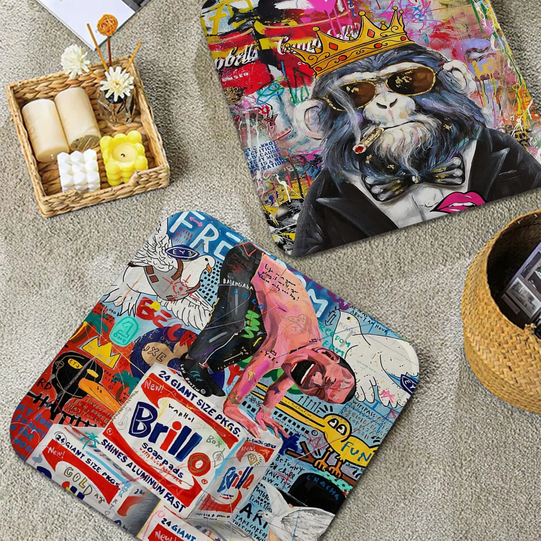 

Abstract Graffiti Art Square Plush Cushion Home Back Cushion Soft Comfortable 50x50cm Chair Cushions