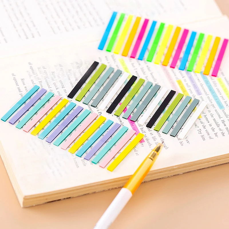 

300Pcs Reading Aid Highlight Sticker Transparent Fluorescent Index Tabs Flags Sticky Note Stationery School Office Supplies