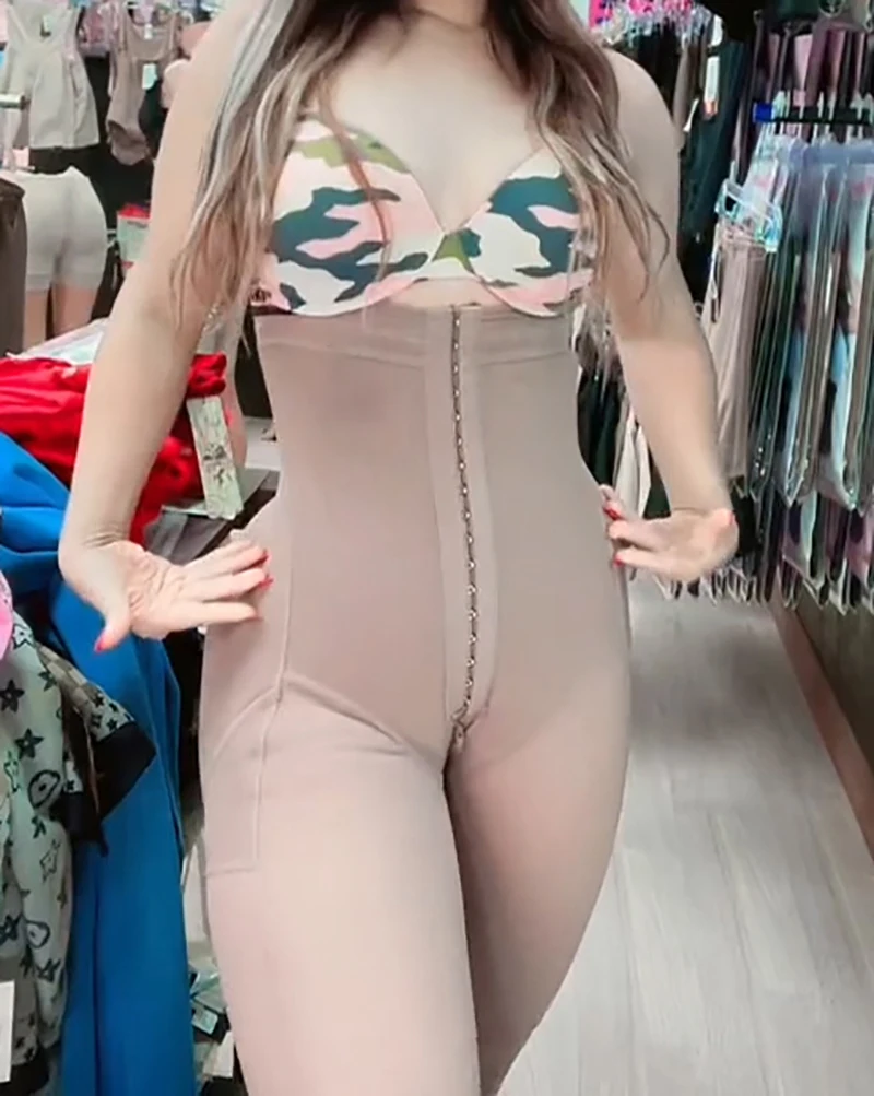 BBL Tummy Control Shapewear With 3 Hooks And Crotch Zipper Full Body Slimming Undergarment Breathable Fabric Fajas