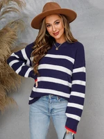 striped women sweaters and pullovers 2022 new autumn winter fashion o neck long sleeve loose jumper tops knitted sweater