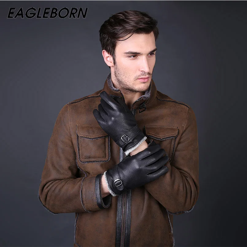 

Перчатки EAGLEBORN мужские зимние, роскошные варежки из натуральной кожи, теплые модные перчатки