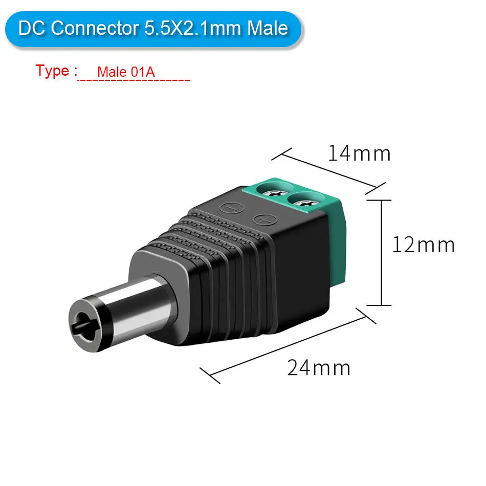 

5 шт./10 шт. 5, 5 х2, 1 мм/2,5 мм разъем постоянного тока, гнездовой/Мужской Разъем питания, переходник, кабель для светодиодной ленты
