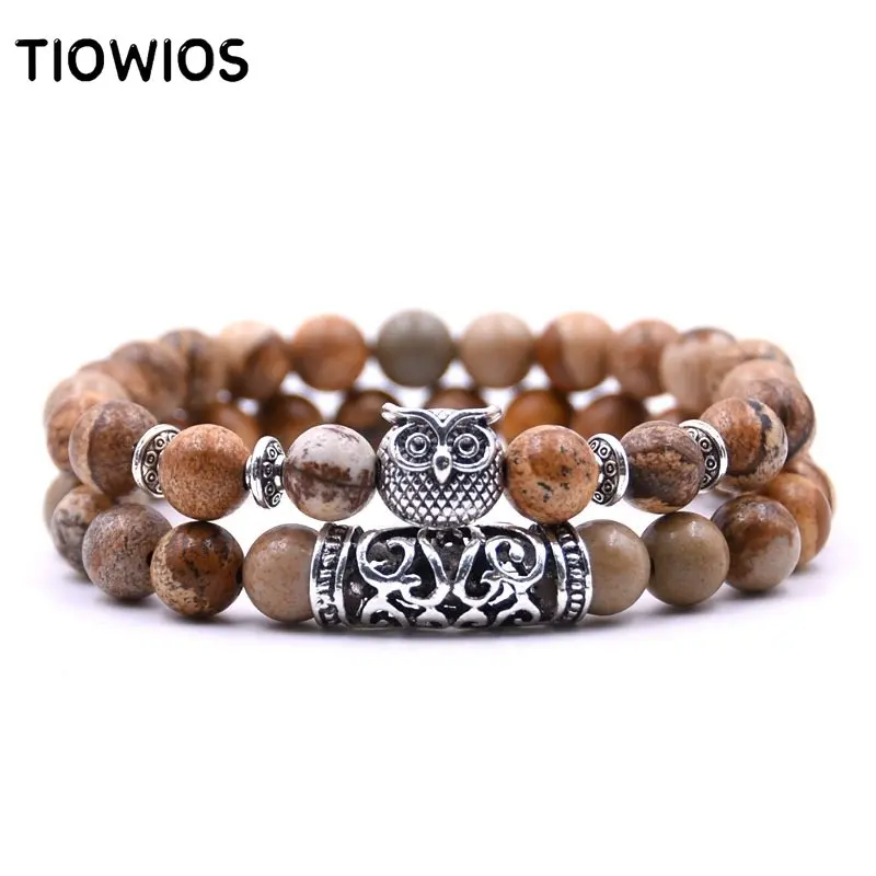 TIOWIOS Alloy Owl Set Beads Bracelet Party Lady Wedding Jewelry Gift For Men Women | Bracelets