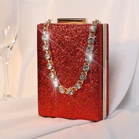 jiomay luxury designer handbags 2022 ladies clutch bag women evening party purses fashion rhinestone handle sequin box shape bag