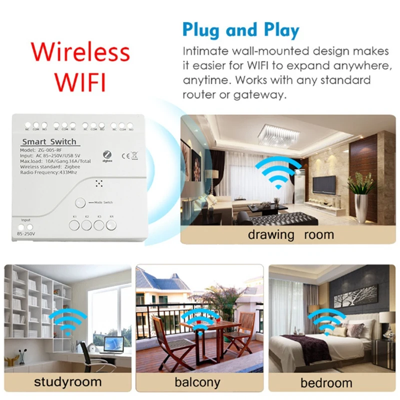 Tuya Zigbee 4-канальный интеллектуальный датчик переключателя умный переключатель