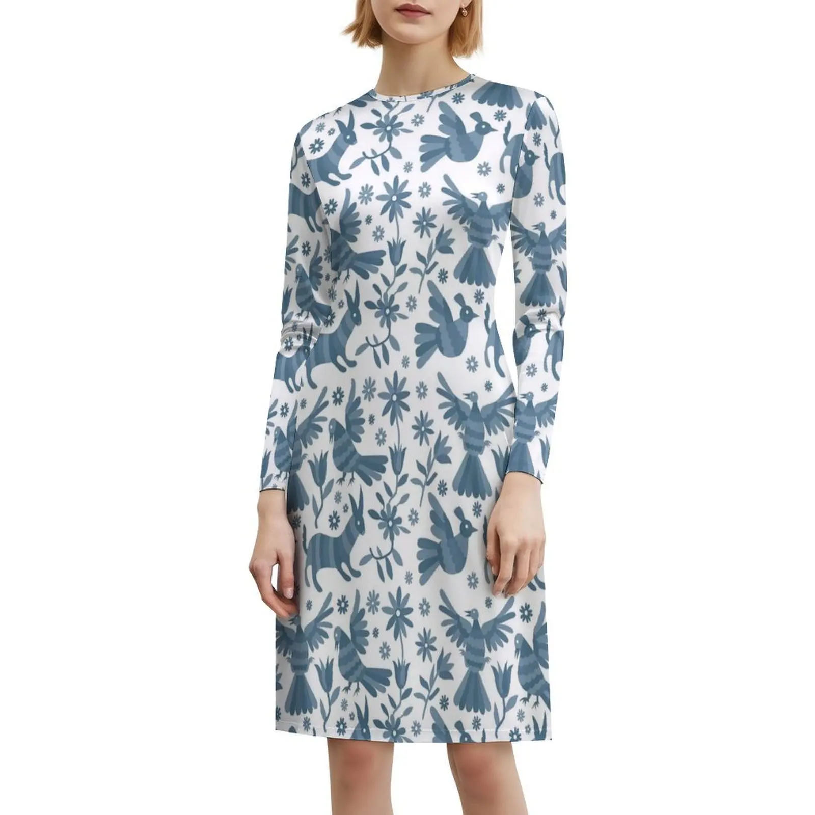 Otomi Blue Otomi текстура мексиканское Otomi мексиканское искусство сексуальное платье для отпуска для женщин пляжная вечеринка день рождения мини-платье мексиканское Otomi (art.: 3920d355692ec) - 3920d355692ec
