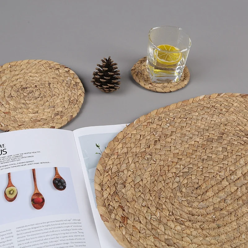 ABHG 2 шт. тканый коврик для столовых приборов из натуральной водяной тыквы круглый