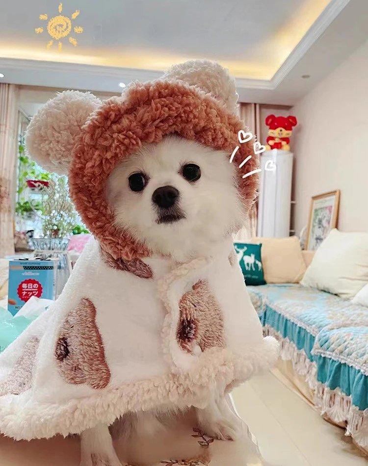 

Новинка, одежда для собак с рисунком медведя, теплая накидка на осень и зиму, одеяло для собак, аксессуары для собак, шаль, накидка, одеяло, одежда для собак на зиму