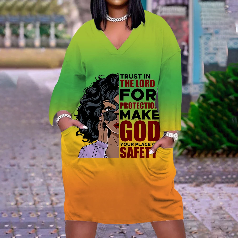 

Лидер продаж, черное платье с градиентным цветом для девушек в африканском стиле с объемным принтом, винтажные платья с длинным рукавом, пик...