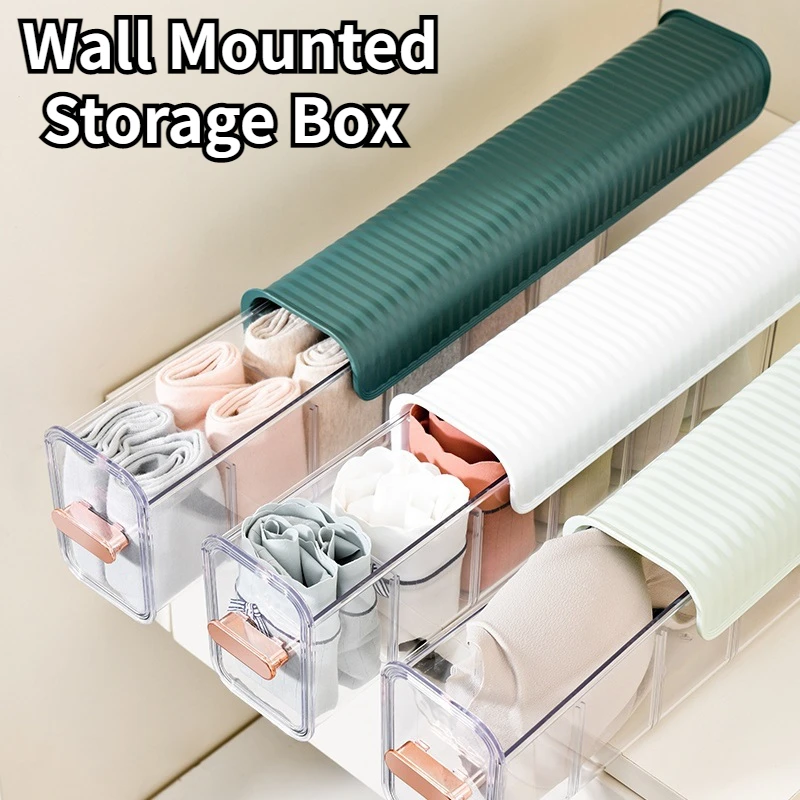 

Wall Mounted Storage Box Organizer for Bra Underwear Socks Ties Cabinets Drawer Transparent Organizers Divider Wardrobe Boxes