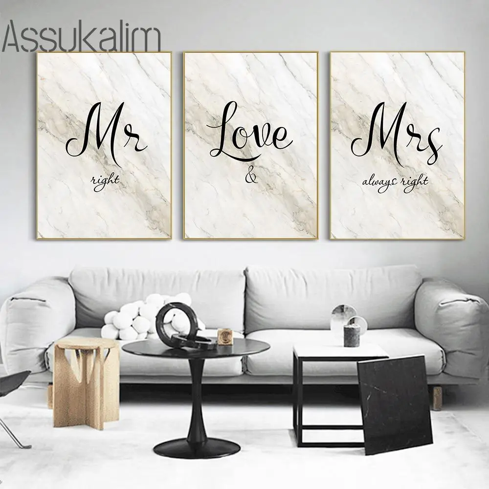 Картина на холсте Mr. &amp Mrs с надписью Love |