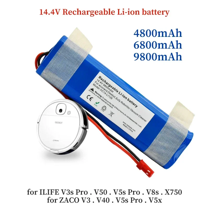 

100% New Echte 14.4V 6800mah 18650 Lithium-Batterie F ür ILIFE V3s Pro, V50, V5s Pro, V8s, X750 Roboter-staubsauger Batterie