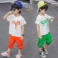 2022 boys summer clothing set fashion casual sports short sleeve cotton children clothes sets color 4 6 8 10 12 years