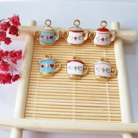 10pcs teapot enamel pendants charms cartoon princess girl alloy charms fit fashion jewelry diy earring bracelet floating