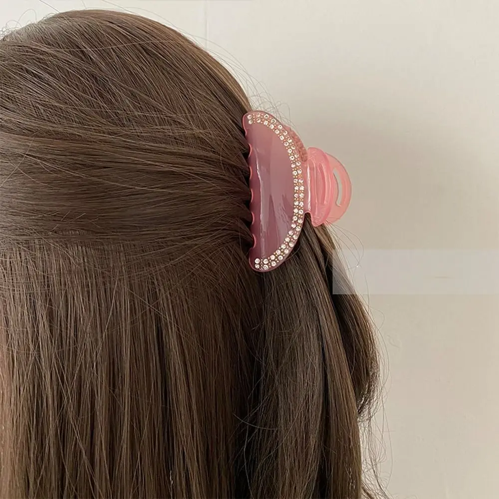 

Pink Jelly Acetate Rhinestone Hair Claw Unique All-match Diamond Acetic Acid Hair Clip Daily