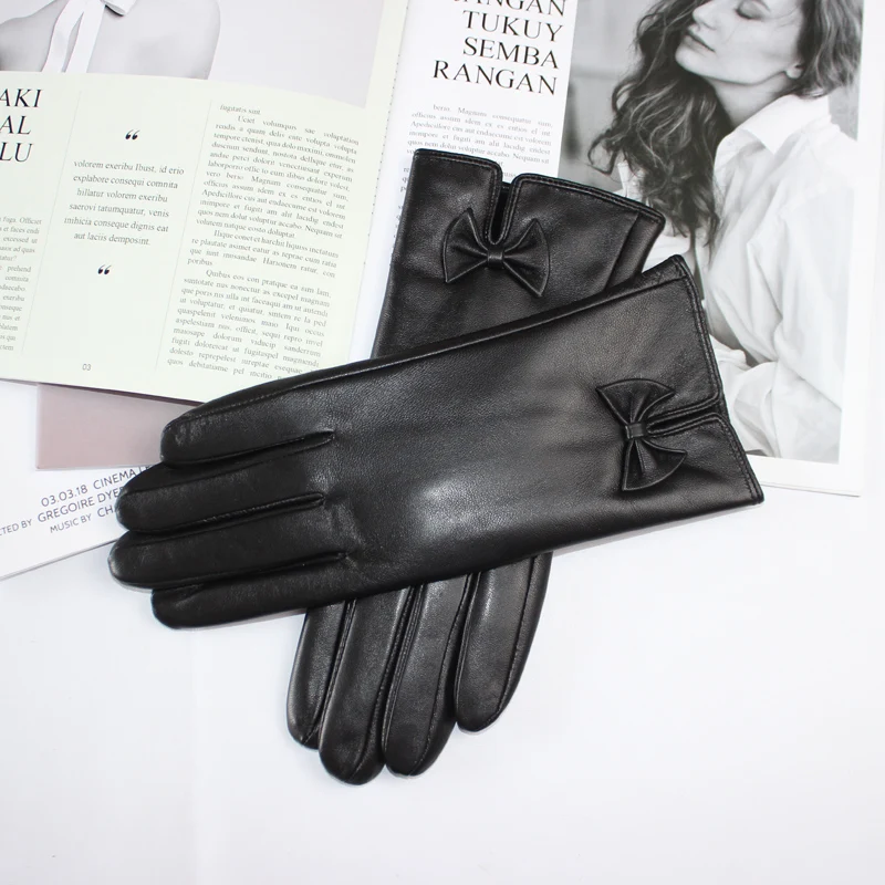 Новые женские перчатки из овчины зимние Бархатные Теплые черные универсальные