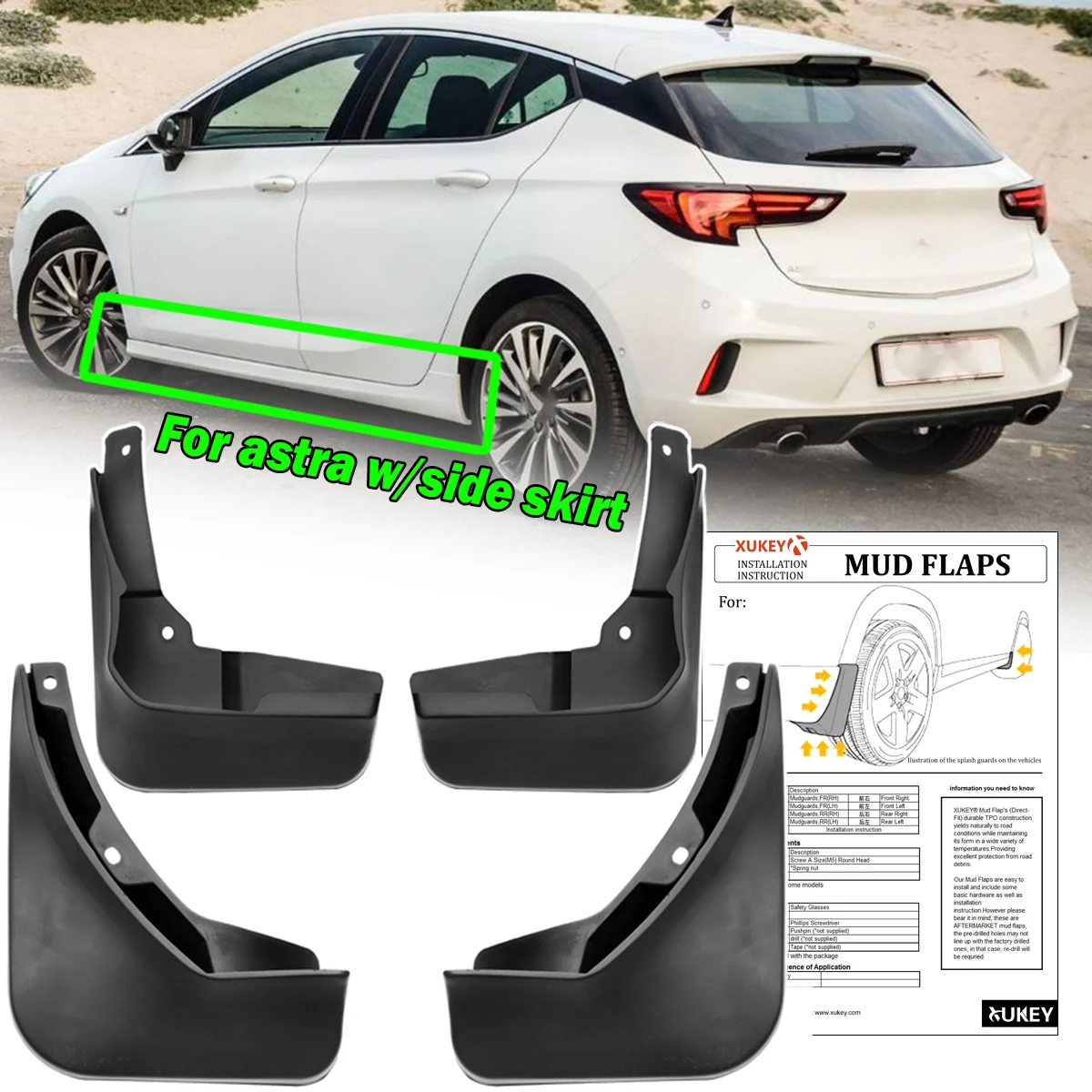 

4x для OPEL Vauxhall Holden Astra K MK7 BK RSV OPC VXR GSI 2015-2021 Брызговики Брызговики спереди и сзади 2018 2019