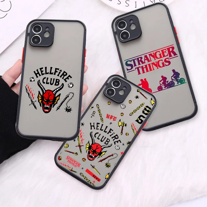 

For iPhone 11 12 13 Pro XR X XS MAX SE22 7 8 6Plus Hellfire Club Stranger Things 4 Phone Case Hard Matte Back Cover Shell Coque