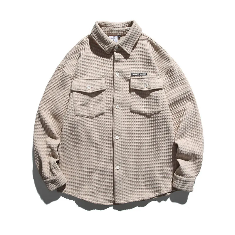 

Рубашка мужская вязаная Флокированная Японская уличная одежда шикарная модная Свободная Повседневная рубашка с длинным рукавом пальто Же...