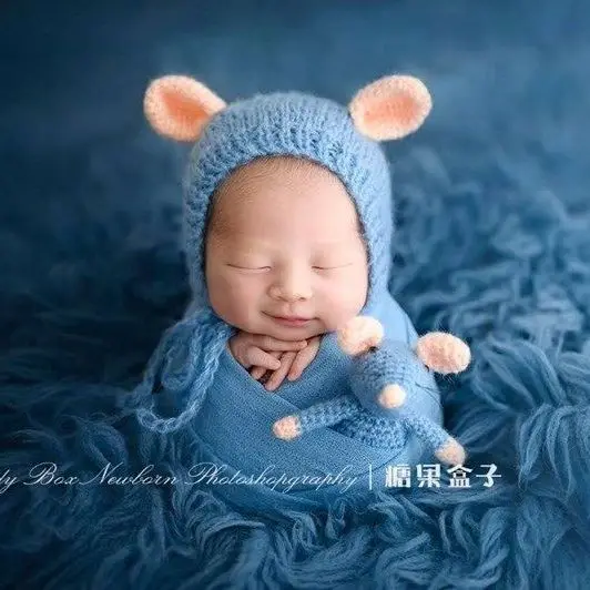 Newborn Photography Props Romper Set Hat Baby Photo Studio Shoot Clothes Boy and Girl Costume