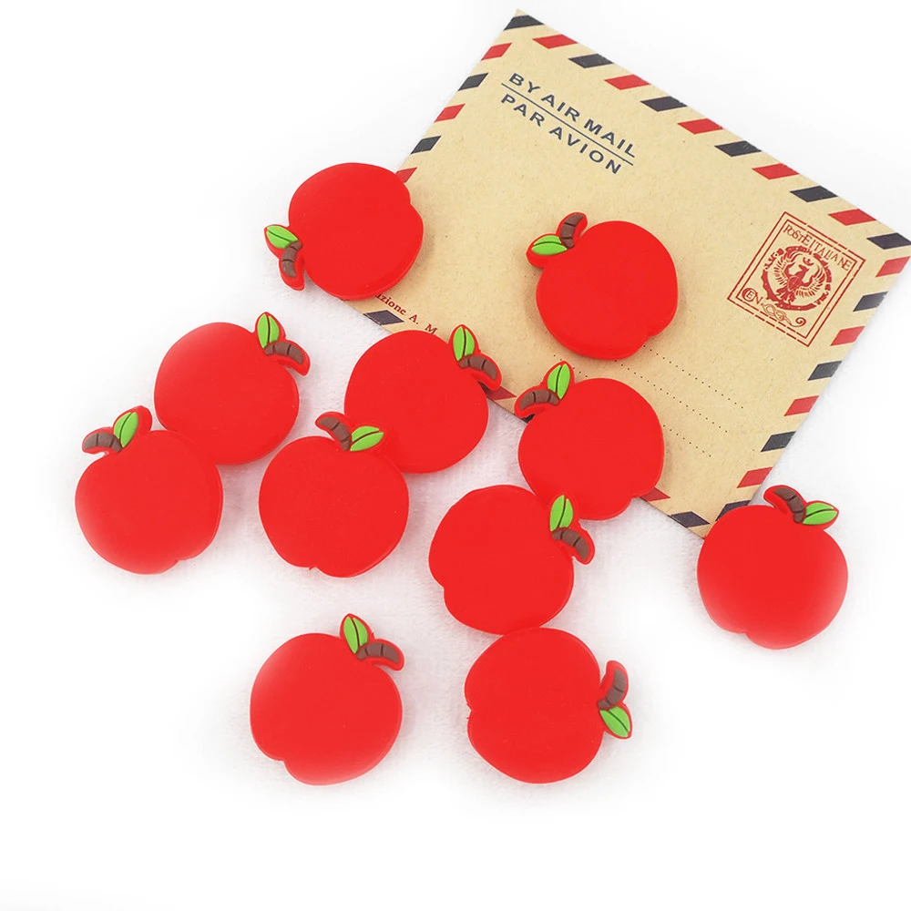 Chenkai 10 шт. силиконовые яблоко бусины фрукты бисер без бисфенола A, детские зубные десна, жевательные подвески, игрушки-пустышки для младенцев.
