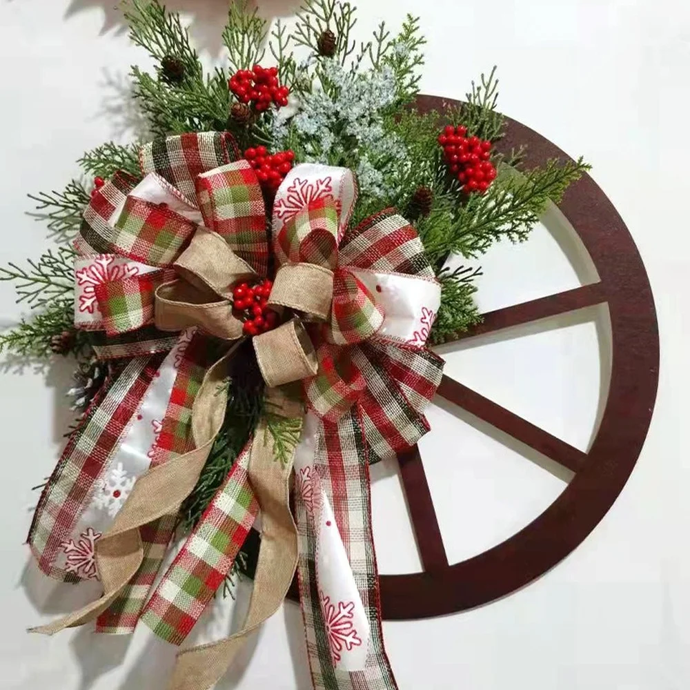 

30cm Christmas Pine Cone Garland Door Hanging Wooden Roulette Wheel Wreaths Christmas Decoration for Home New Year 2022 Navidad