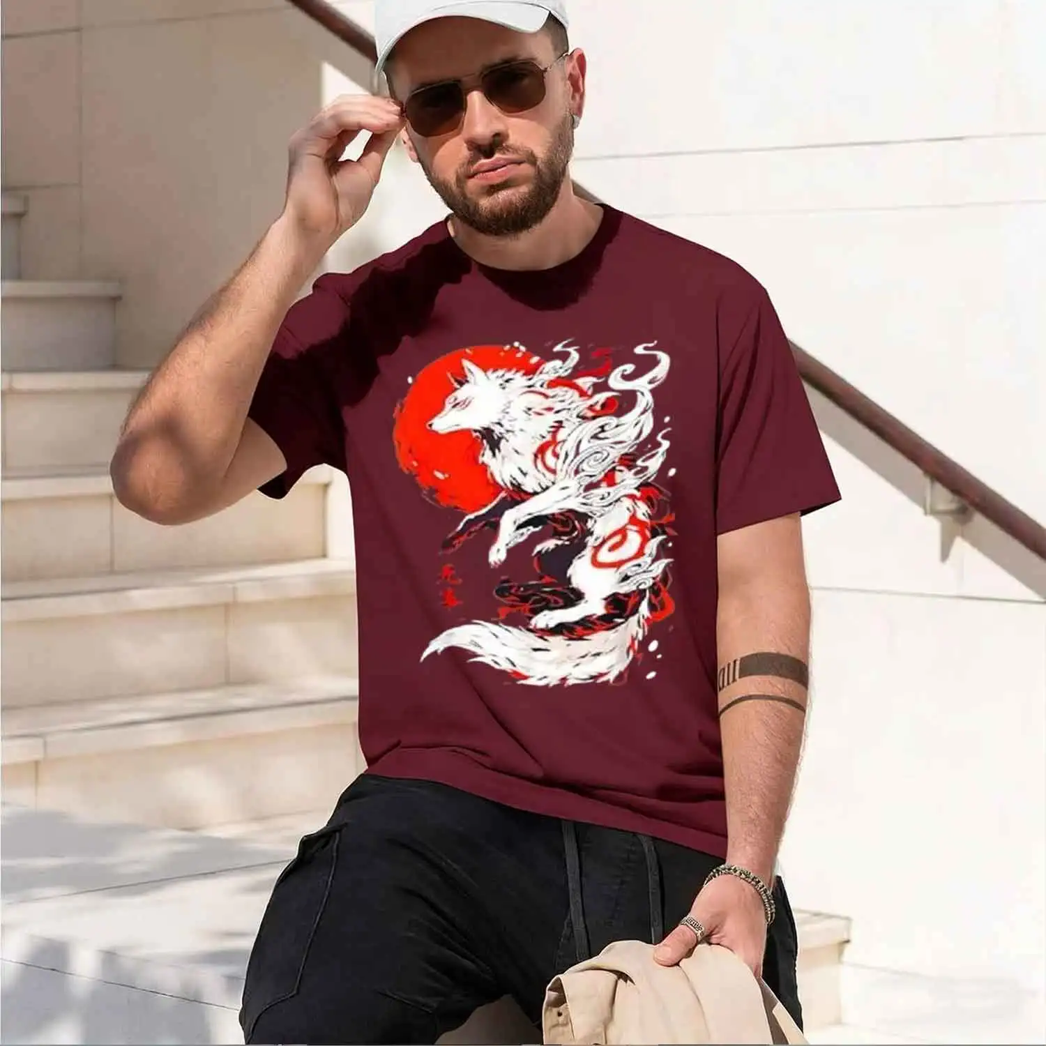 Футболка в стиле ретро с забавным изображением животных F0x Vintage Okami Bas Jan, новая модель 2026 года, мужская футболка с короткими рукавами и круглым вырезом, классическая повседневная футболка Mul (art.: 3920dc5ca40b4) - 3920dc5ca40b4