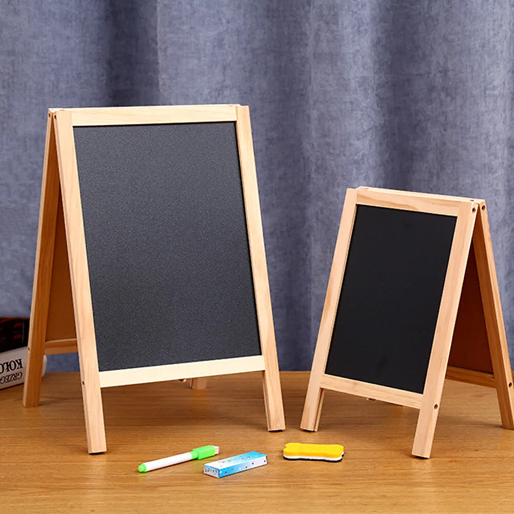 

2 Pcs Decorate Vertical Chalkboard Mini Chalkboards Solid Wood Kids Writing Erasable Whiteboard Students Classroom Small