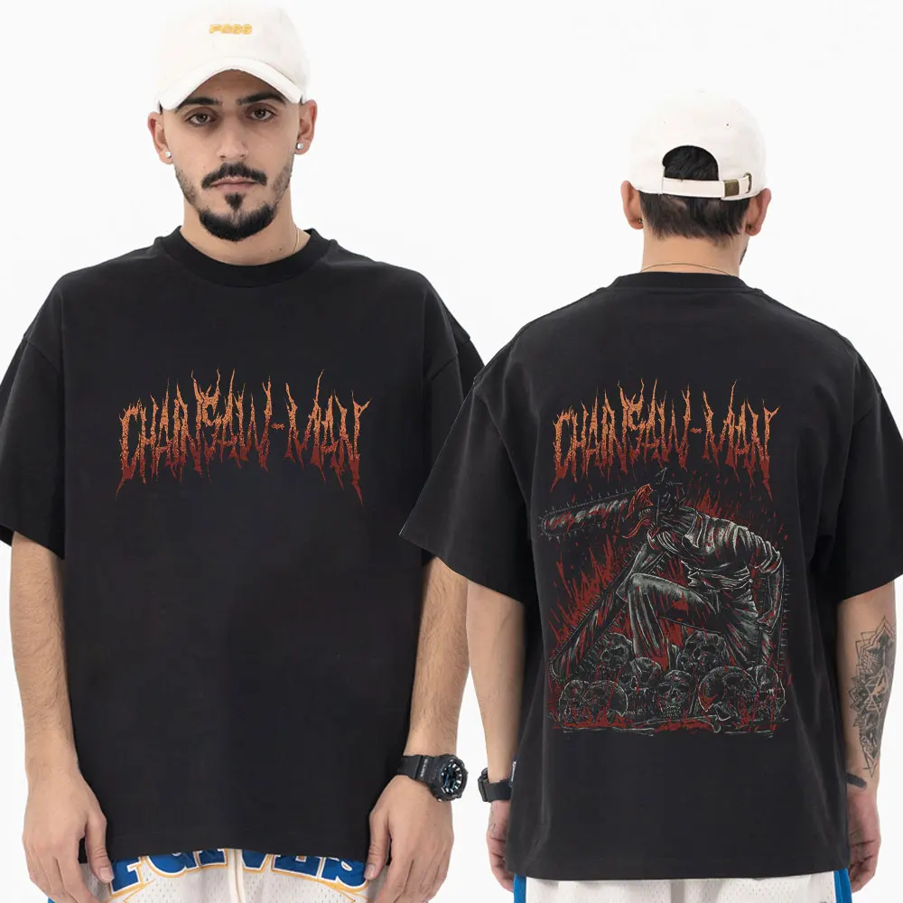 

Anime Chainsaw Man T-shirt Denji Pochita Devil Skeleton Short Sleeve T Shirt Casual Cotton Oversized T-shirts Gothic Streetwear
