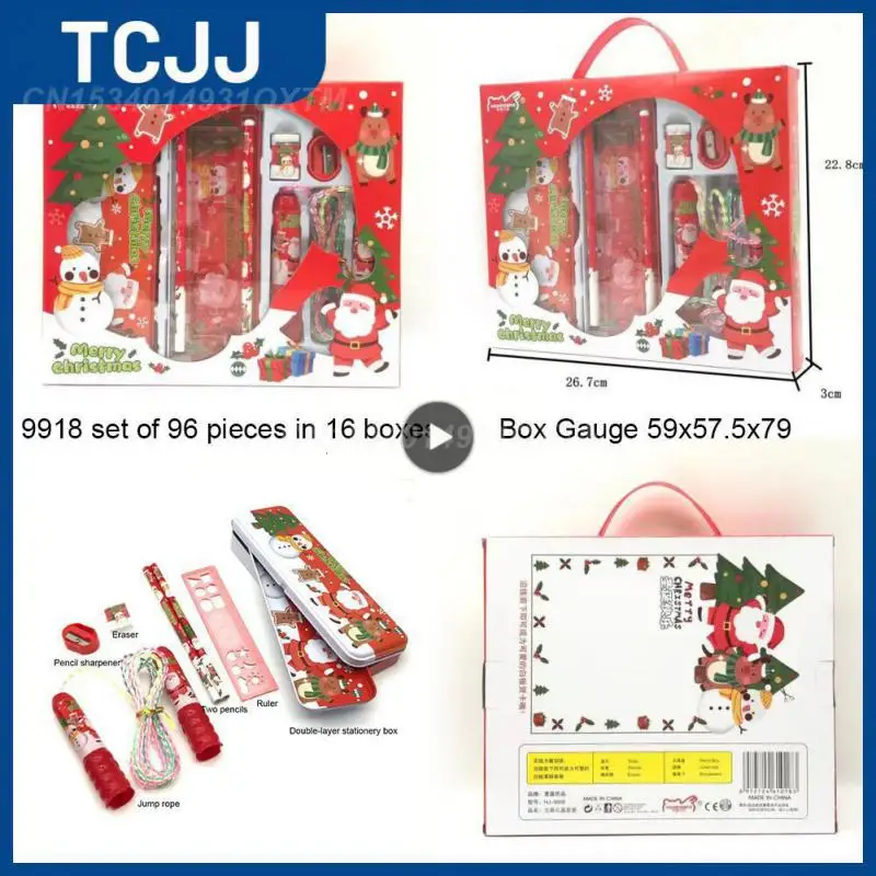 

Pen Box Lovable Double-deck Writing Case Christmas Pencil Box Christmas Stationery Set School