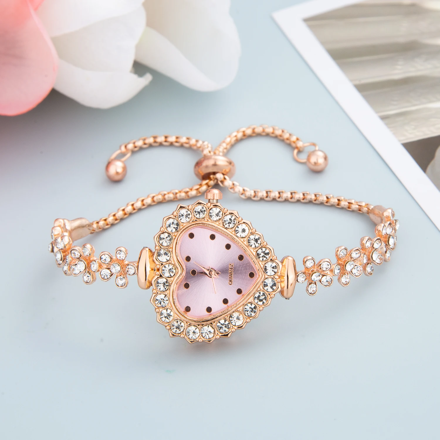 Gold Silver Fashion Women Bracelet Watches Ladies Girls Women's Wristwatch Love Heart Quartz Watch for Womens free shipping