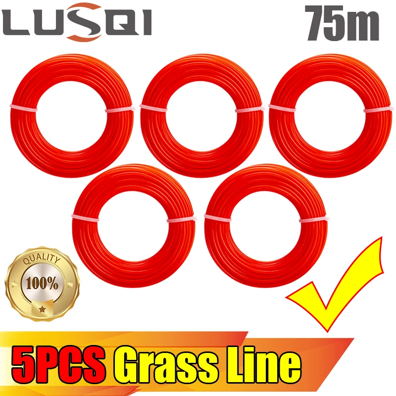 Линия триммера для травы LUSQI, 5 х15 м, 100% нейлоновая круглая кустореза, трос для газонокосилки, триммер для травы