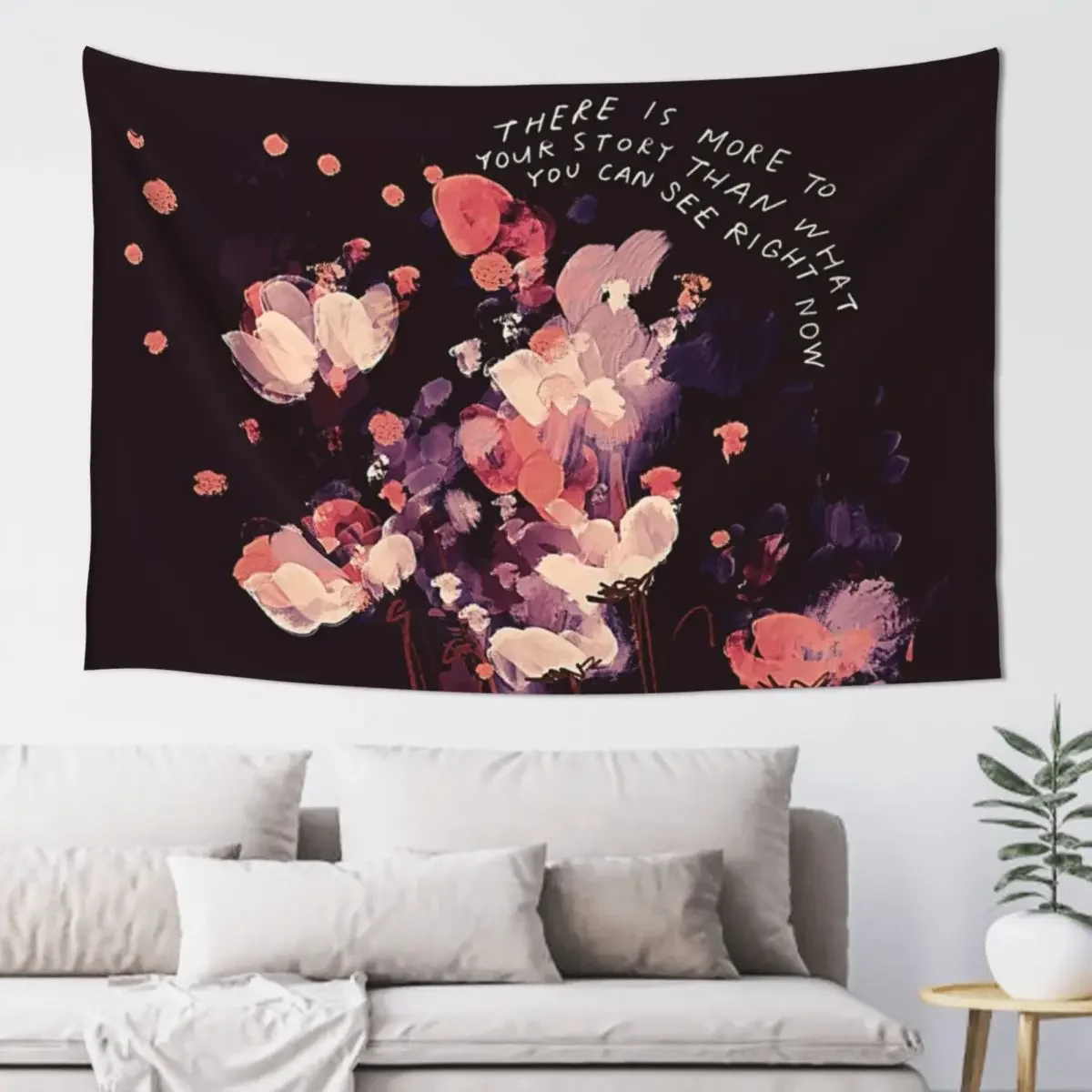 Больше для вашей истории - вдохновляющая цитата и темные цветочные абстрактные