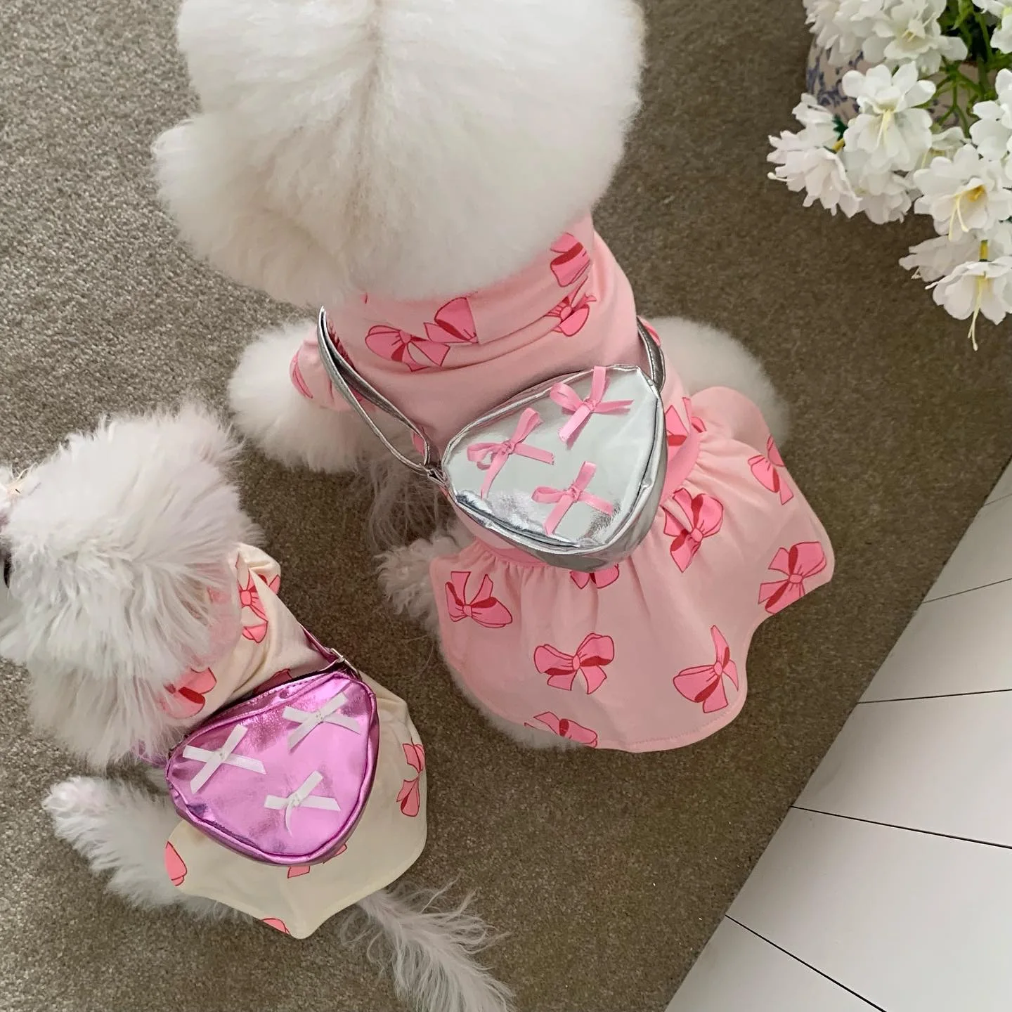 INS Симпатичный серебряный бант сумка для домашних питомцев рюкзак в стиле корма