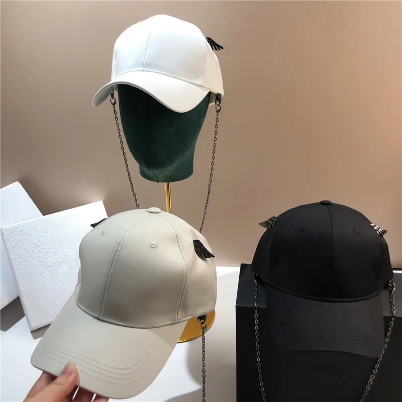 

202208-SJ new ins Dropshipping angel wings fashion chain Designe lady baseball hat men women leisure visors cap