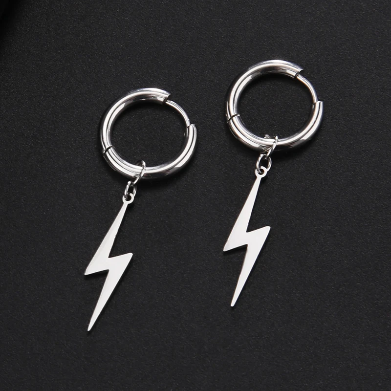 

LIKGREAT Lightning Pendant Earrings For Women Vintage Dangle Earrings Stainless Steel Punk Ear Buckle Jewelry Gift Wholesale