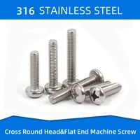 316 stainless steel screw blot phillips countersunk round head flat end screws fastening screw bolts m1 6 m2 m2 5 m3 m4 m5