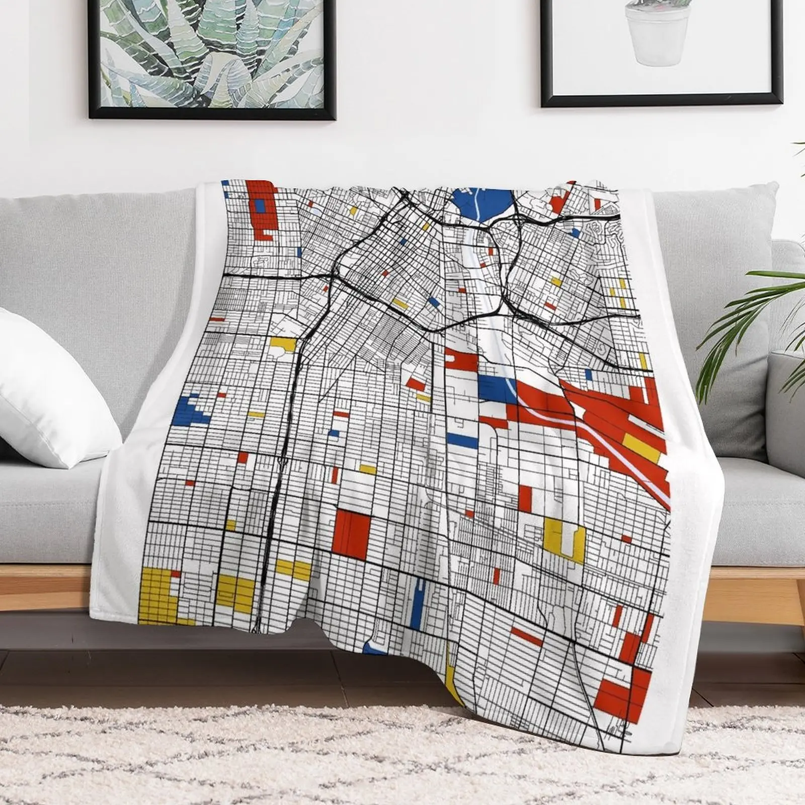 Плед с картой Лос-Анджелеса Mondrian зимнее декоративное одеяло для дивана винтажные