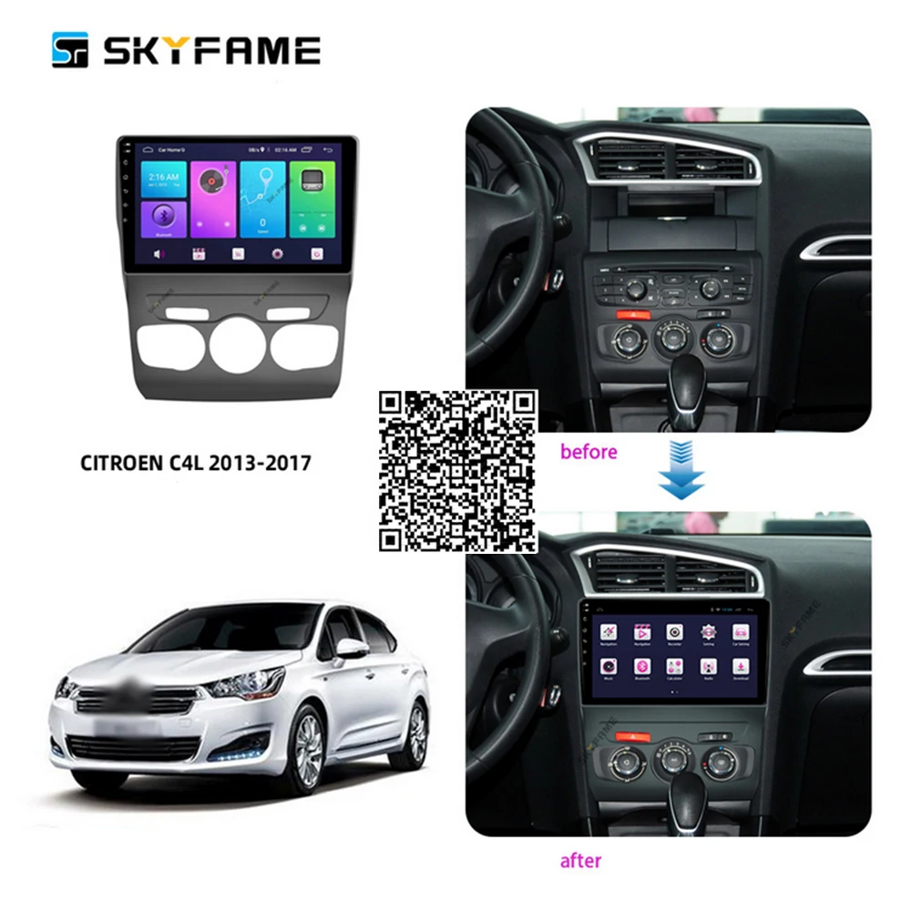 

Автомобильные аксессуары SKYFAME, радио, стерео для Citroen C4L 2013-2017 Android, мультимедийная система DSP, GPS-навигатор, плеер 9 дюймов