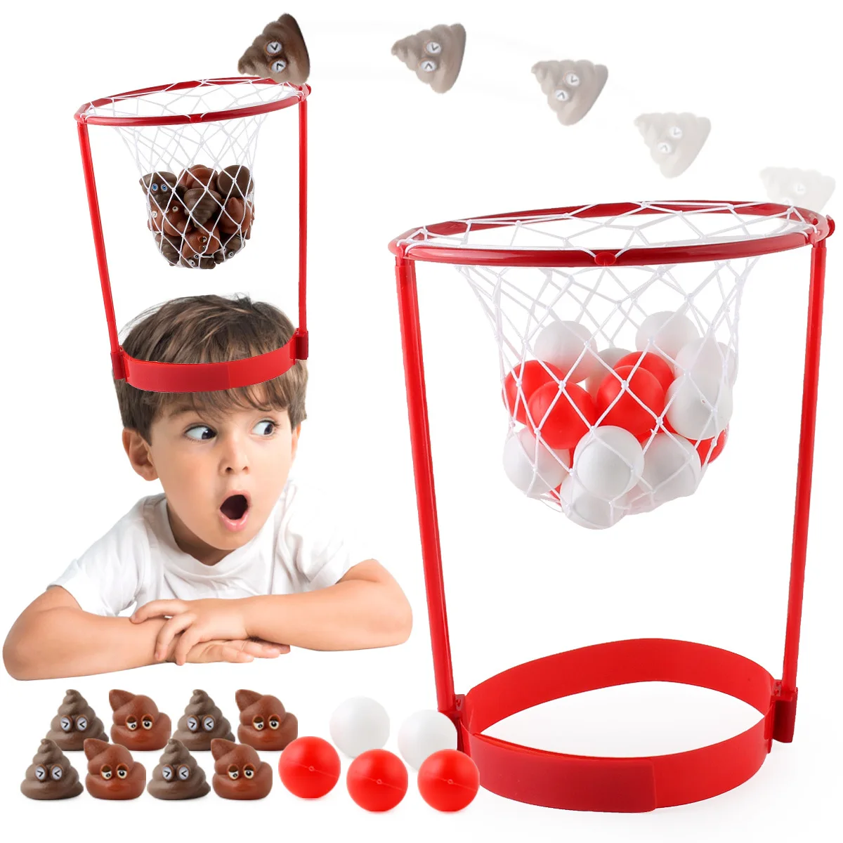 

Head Hoop Basketball Adjustable Basket Net 20pcs Ball for Kids Adults Party Outdoor Game Activity Throwing Toys Game
